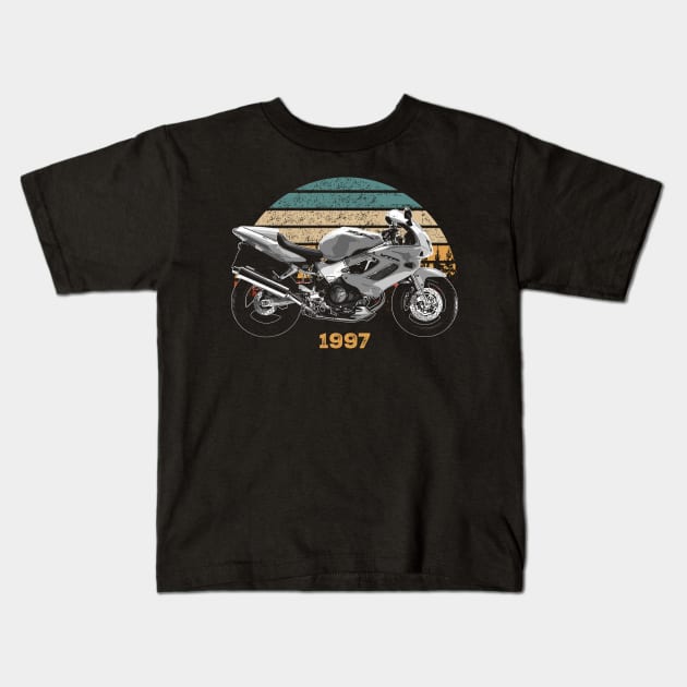 vtr1000 1997 Vintage Motorcycle Design Kids T-Shirt by Madisen Harvey